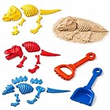Liberty Imports 3 Pack Large Dinosaur Fossil Sand Molds Beach Toy Set with Rake and Shovel for Kids Summer Outdoors (25 Pcs Playset)