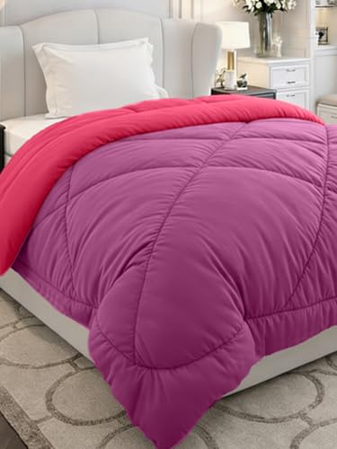 Image of Monte Carlo Polyester Comforter Single Bed | 200 GSM Lightweight & Reversible | Soft Quilt for Mild Winter | Easy Care All Season Comforter (Pink /Purple) | 59 x 87 Inches