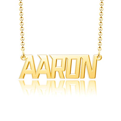 Chris Johnsons Mens Custom Aaron Name Necklace Personalized Nameplate Gold Plated - Aaron Necklace