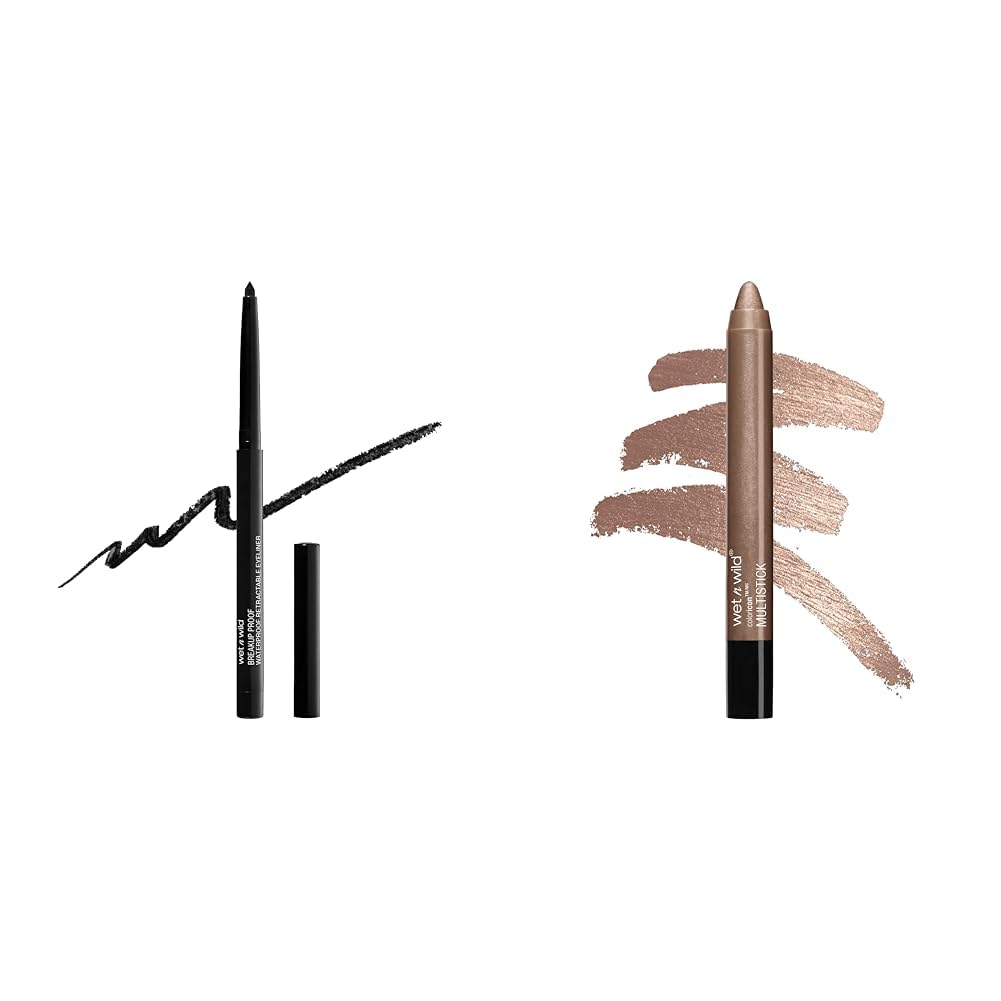 wet n wild Mega Last 16-Hour Waterproof Eyeliner Color Icon Cream Eyeshadow Multi-Stick Bundle Cruelty-Free Vegan