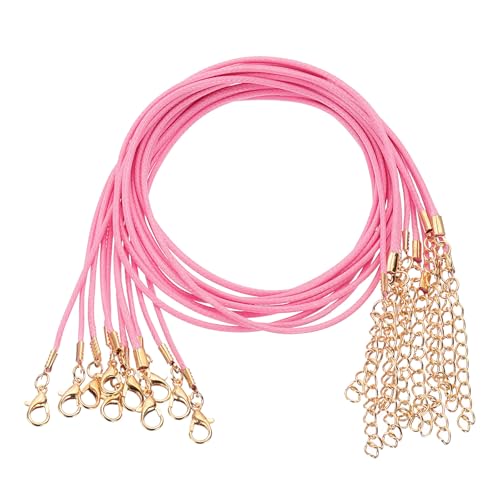 QUARKZMAN 20 Piezas De Cuerda para Collar Encerada Al por Mayor, 18 Pulgadas Y 1.5 Mm De Diámetro, Hilo para Collar con Cierre para Colgantes, Pulseras, Collares, Rosa Rojo