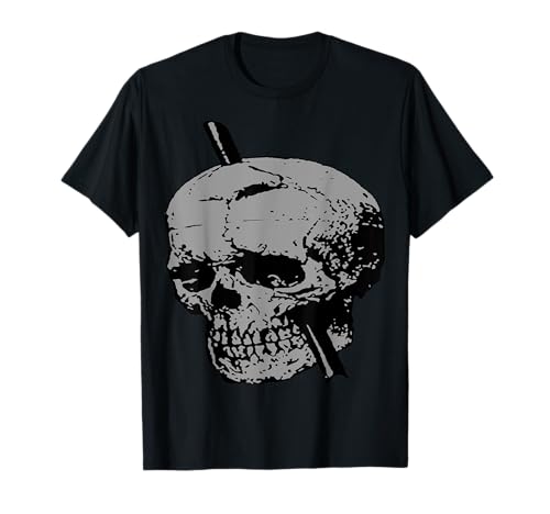 Skull Illustration with Tamping Iron Vector Grey T-Shirt