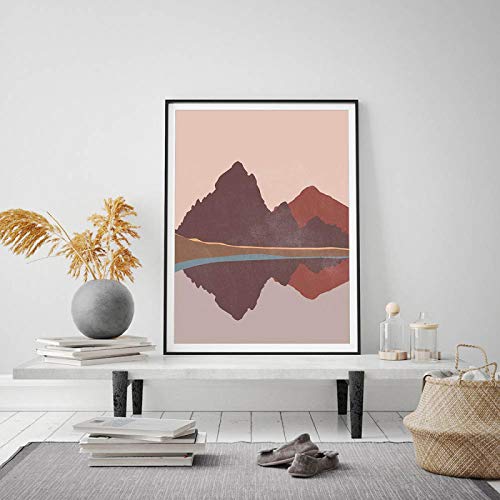 Toile Paysage Abstrait Soleil et Montagne Boho Deco Salon 60x90cm - 2