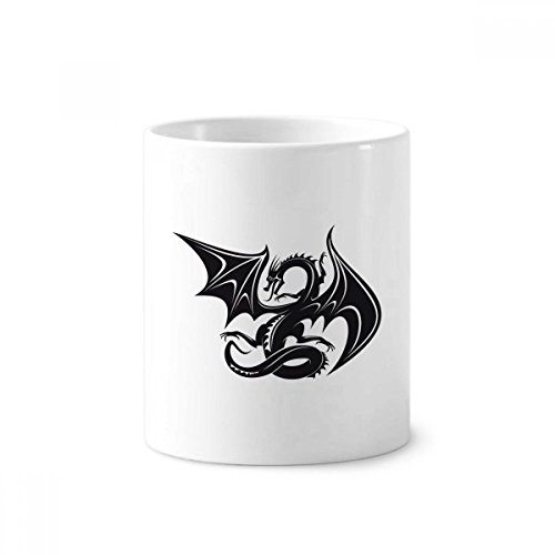 Pot à crayons dragon céramique pour ranger stylos de bureau blanche
