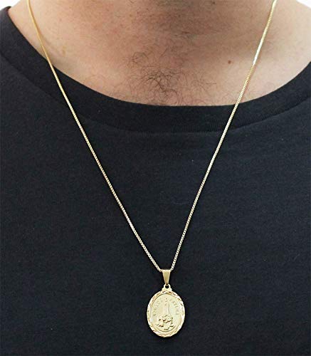 Medalha Nossa Senhora de Fátima com Corrente Veneziana Folheada a Ouro