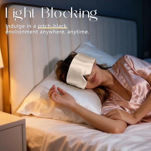 Image of ZIMASILK 100% 22 Momme Mulberry Silk Sleep Mask - Full Silk Filled, Ultra-Soft & Breathable, Face-Hugging Blackout Eye Cover for Sleeping (Taupe)