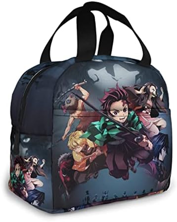 JIWEI Insulated Lunch Bag Large Lunch Box Anime Tote Bag for Women Men Work Picnic Beach