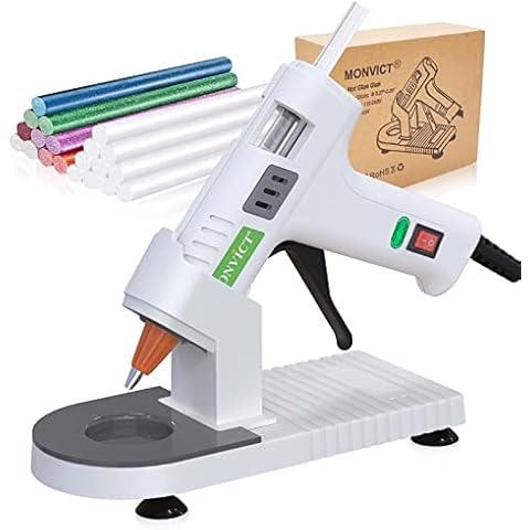 Hot Glue Gun Kit, MONVICT 40W Mini Glue Gun with Fine Tip & 30 Glue Sticks, Suction Cups Stand & Anti Stick Silicone Mat, On/Off Switch Design for DIY, Crafts, Home School Project… Cover