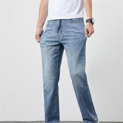 Men's Spring Fall Jeans – Baggy Loose Straight Blue Denim Pants, Streetwear Fashion Pockets3