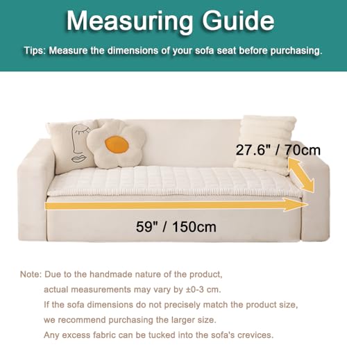 Awjcsv Couch Cover for Dogs Washable, Fuzzy Pet Couch Covers for 3 Cushion Sofa Pet Friendly, Non Slip Sofa Cover (White, 27.6" x 59"/70 x 150cm) - Image 4