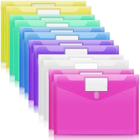 Pochette Document A4,Pochette Classeur 6 Couleurs PVC Transparent...