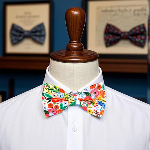 Image of Colorful Fun Pattern Pre-Tied Bow Tie Mens Floral Space Adjustable Bowtie