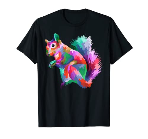 Lindo colorido ardilla divertido ardillas amante animal gráfico Camiseta