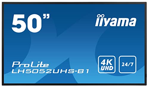 iiyama Prolite LH5052UHS-B1 - Reproductor Multimedia (125,7 cm, 49,5 Pulgadas, VA, LED, 4K, UHD (VGA, DVI, HDMI, DisplayPort, USB2.0, RS-232c, RJ45), Android OS, Ranura Micro SD, SDM-L, 24/7, Negro
