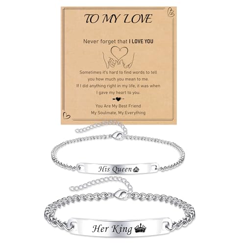 Matching Bracelets, Couple Bracelet Anniversary Couple Gifts for Him and Her Boyfriend and Girlfriend Stainless Steel Relationship Bracelets Birthday Gifts for Her Wife Husband Anniversary Jewelry for Mom and Dad