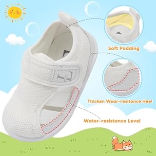 L-RUN Kids Walking Shoes Lightweight Toddler Sneakers Barefoot Toddler Shoes for Boys Girls White 11-11.5 Little Kid