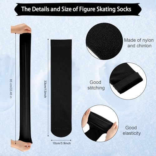 Image of SATINIOR Women Girls Ice Skating Socks | Tight High Knee Nylon Socks for Skating Activities Women and Girls, Compatible with Ice Skates and Roller Skates