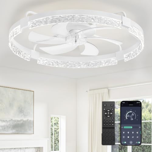 Image of LEDIARY 26 Inch Ceiling Fans with Lights White