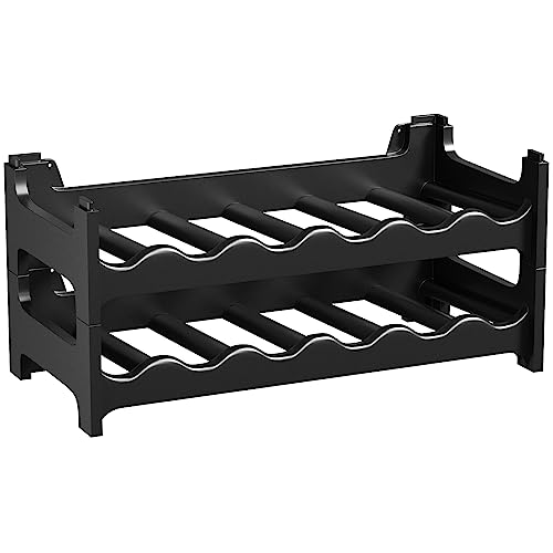 ARTECSIS Weinregal stapelbar Kunststoff für 12 Flaschen, stabiles Flaschenregal in Gastronomie-Qualität, modular erweiterbar, Schwarz