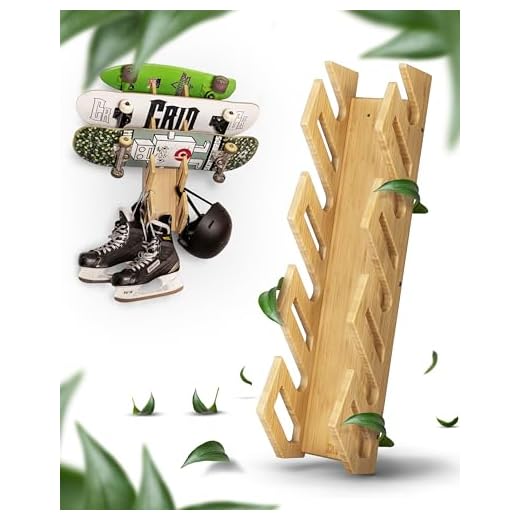 CRID® 4er Wandhalterung für die Wand aus nachhaltigen Bambus mit Gratis Montage-Kit, zum Aufhängen von Boards wie Skateboards, Longboards, Snowboards, Wakeboards und Kiteboards, Holz Wandhalterung