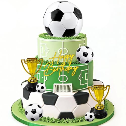 Lukinuo Large Soccer Ball Cake Toppers Soccer Birthday Cake Decoration