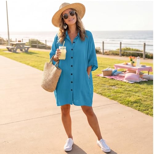 Vestido midi de baño con botones que soluciona tu estilo playero de forma ligera 3