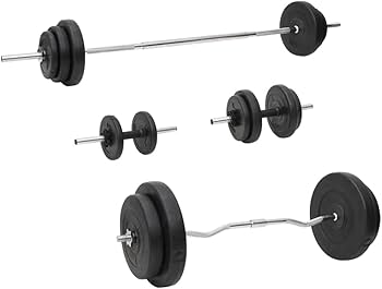 Amazon.co.jp: vidaXL バーベル＆ダンベル プレートセット付き 90kg