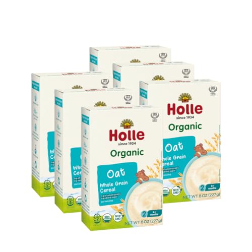 Image of Holle Organic Baby Cereal - Whole Grain Oat Cereal for Baby - Quick and Easy to Prepare as an Organic Baby Oatmeal for Children Over 6 Months - (6 Pack) With Fiber & Vitamin-Rich Whole Grain Kernel
