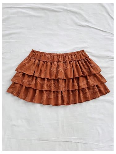 Women's Y2k Layered Ruffle Mini Skirt Floral 70s Hippie Elastic Waist A Line Skirts Vintage Skirt2