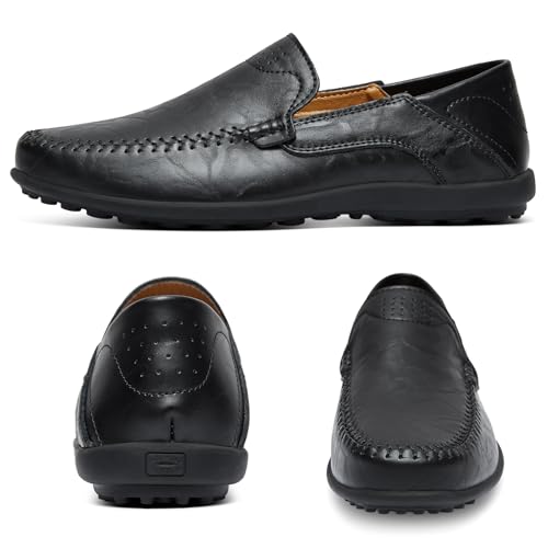 Image of Go Tour Men's Premium Genuine Leather Casual Slip on Loafers Breathable Driving Shoes Fashion Slipper