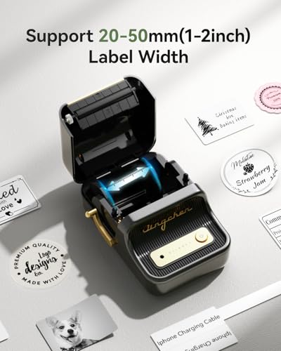 NIIMBOT B21 Label Maker, 2 Inch Portable Thermal Label Printer, Label Maker Machine with Tape, Compatible with Android, iOS & PC,Labeling for Home Storage Office and Small Business,Black - Thumbnail 5