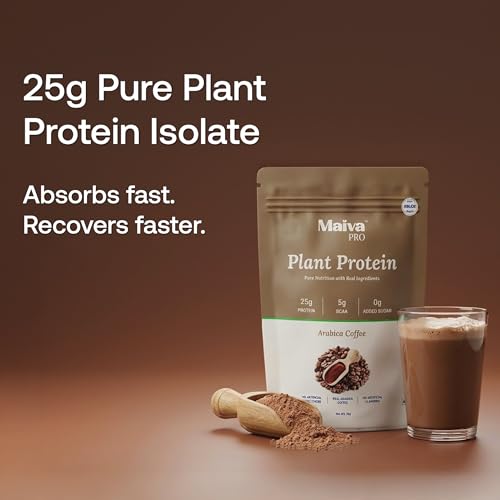 Image of Maiva Pro | Plant Protein Isolate - Arabica Coffee - 40gm (Pack of 5) | 25g Protein, 5g BCAA | Essential Amino Acids | Gut Friendly, Easy to Digest | Real Dates | Vegan, Dairy Free, No Preservatives