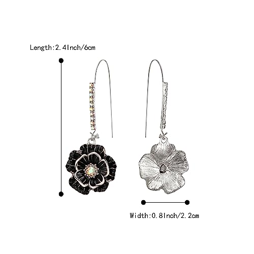 BriLove Fashion Elegant Rhinestone Enamel Rose Flower Hook Dangle Earrings for Women Party Prom Earring Accessories 6