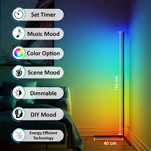 image for Thedecorshopau Modern Bright LED Corner Floor Lamp with Remote - Smart