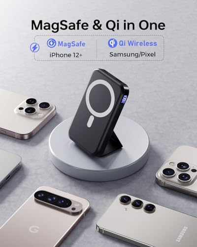 Powerbank für Magsafe, 10000mAh Magnetische Power Bank Schnellladefunktion 22,5W USB-A Tragbarer Externer HandyAkkus mit LED Display, Kompatibel mit iPhone 17 Air Pro Max 16 15 14 13 12 6