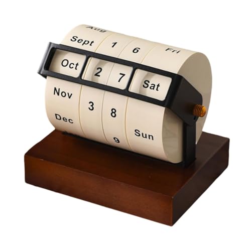小さな卓上カレンダー 月 週 日 日付表示 再利用可能 リマインダー ホームオーナメント 木製ホイールカレンダー カウンタートップ用