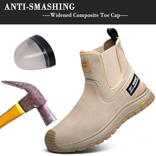 Image of Nutropa Welding Work Boots for Men Composite Toe Safety Boots Non Slip Steel Toe Work Shoes Lightweight Construction Welder Boots