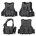 VPZenar Tactical Airsoft Vest, Black Lightweight Sports Training Plate Vest with Detachable Pouches and Cap,Gloves,Balaclava for Men, Tactical Airsoft Gear