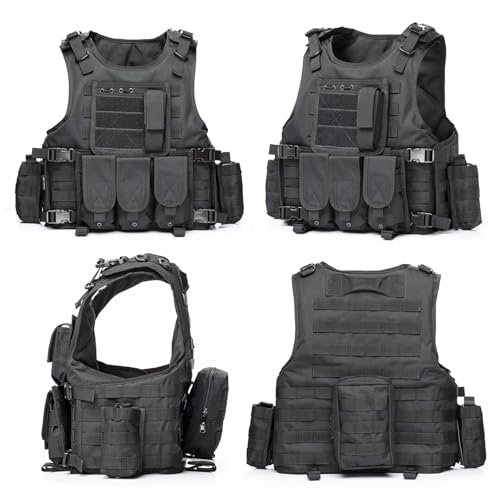 Tactical Vest for Men, Airsoft Vest, Black Molle Vest and Cap Protective Equipment, Tactical Airsoft Gear - Image 3