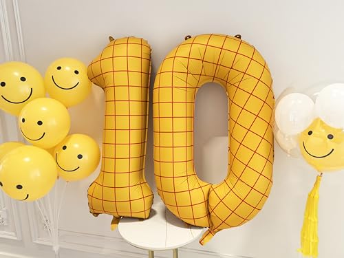 Image of 40 inch Large Number Balloon 46 Toy Inspired Story Yellow Birthday Balloon | Western Rodeo Party Supplies Boy Girl Story Anniversary Kids Birthday Party Cowboy Farm Themed Baby Welcome Decorations
