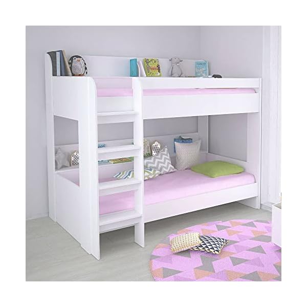 HUIJK Bunk Bed Bunk Bed Frame, Aerial White Wooden Bunk 3ft Bed Frame 175 cm x 195 cm x 136 cm - Image 3