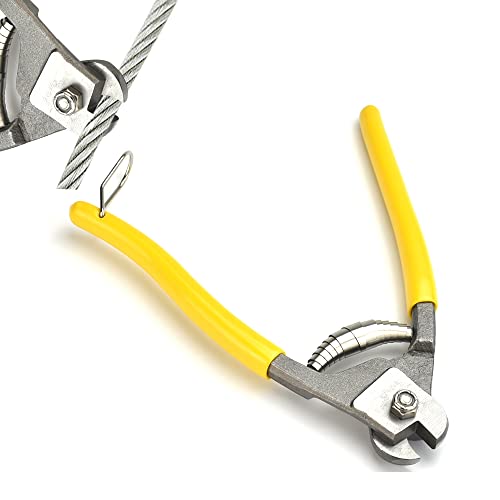 DECARETA Stainless Steel Wire Rope Cutter,High Hardness Wire Cable Cutting Tools with Anti-Slip Handle,Heavy Duty Cutting Plier for Cable,Steel Cable,Wire Rope,Spring?Yellow?