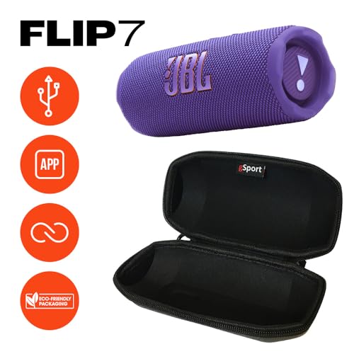 Image of JBL FLIP 7 Waterproof Portable Speaker Bundle with gSport Carbon Fiber Case (Purple)