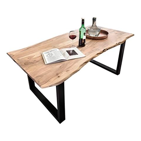 SAM Esszimmertisch Quentin 200x100 cm, Akazienholz naturfarben, Esstisch mit schwarz lackierten U-Gestell aus Metall Cover