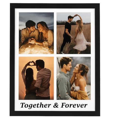 Image of AARVI 4 Collage Photo Frame - Customized Wooden Picture Frame with HD Photo Printing - Personalised Gift for Birthday, Wedding, Anniversary - Family & Couple Wall Decor