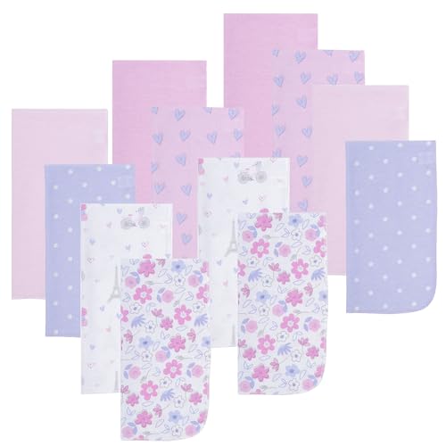 everyday kids 12 pack burp cloths for baby boys and girls - bees sun and stripes