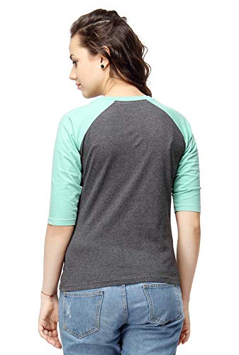 Image of PINACOLADA Women's Raglan Sleeve Top for Casual Wear | Crew Neck | Short Sleeve | Poly Cotton Top Crafted with Regular Sleeve & Comfort Fit for Everyday Wear