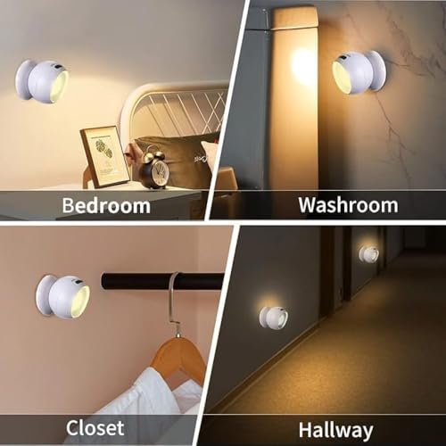 Image of Motion Sensor Light Wireless LED Night Lamp - Ultra-Bright, 360 Adjustable COB Ball with Magnetic Base & PIR for Closets, Stairs, Garage, 1 Pcs
