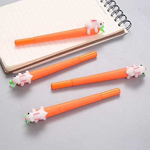 Bolígrafo de tinta de gel naranja con diseño de conejo, pack de 5 miniatura 7