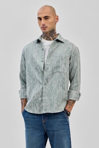 Image of SNITCH Men Casual Shirt | Slim Fit Full Sleeve Mandarin Collar Stripes Design | Premium Viscose Blend & Breathable Fabric for Everyday & Semi-Formal Wear